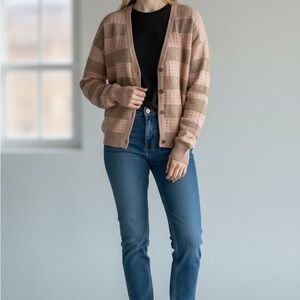 Striped Pink and taupe Cardigan
